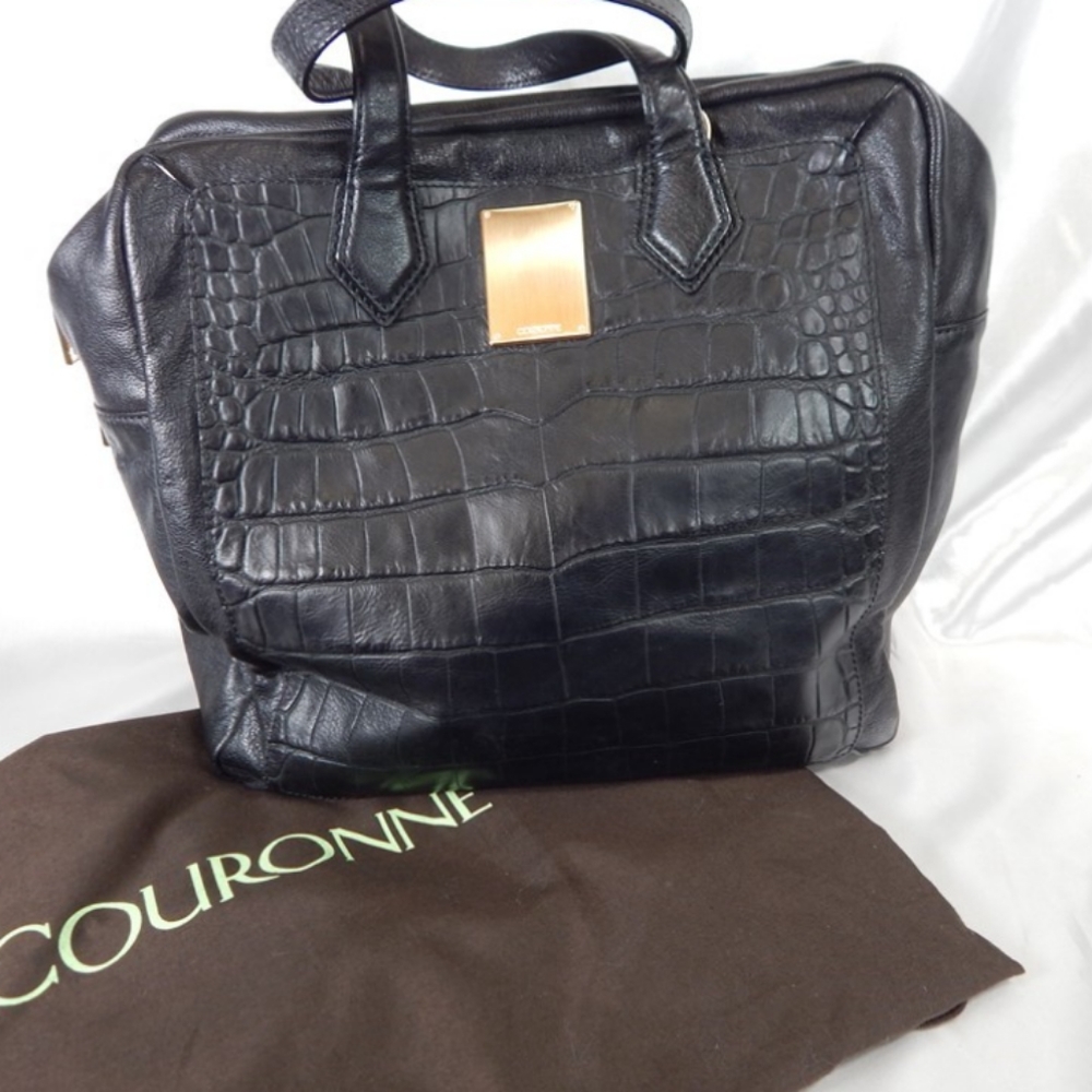 Couronne Black Leather Handbag